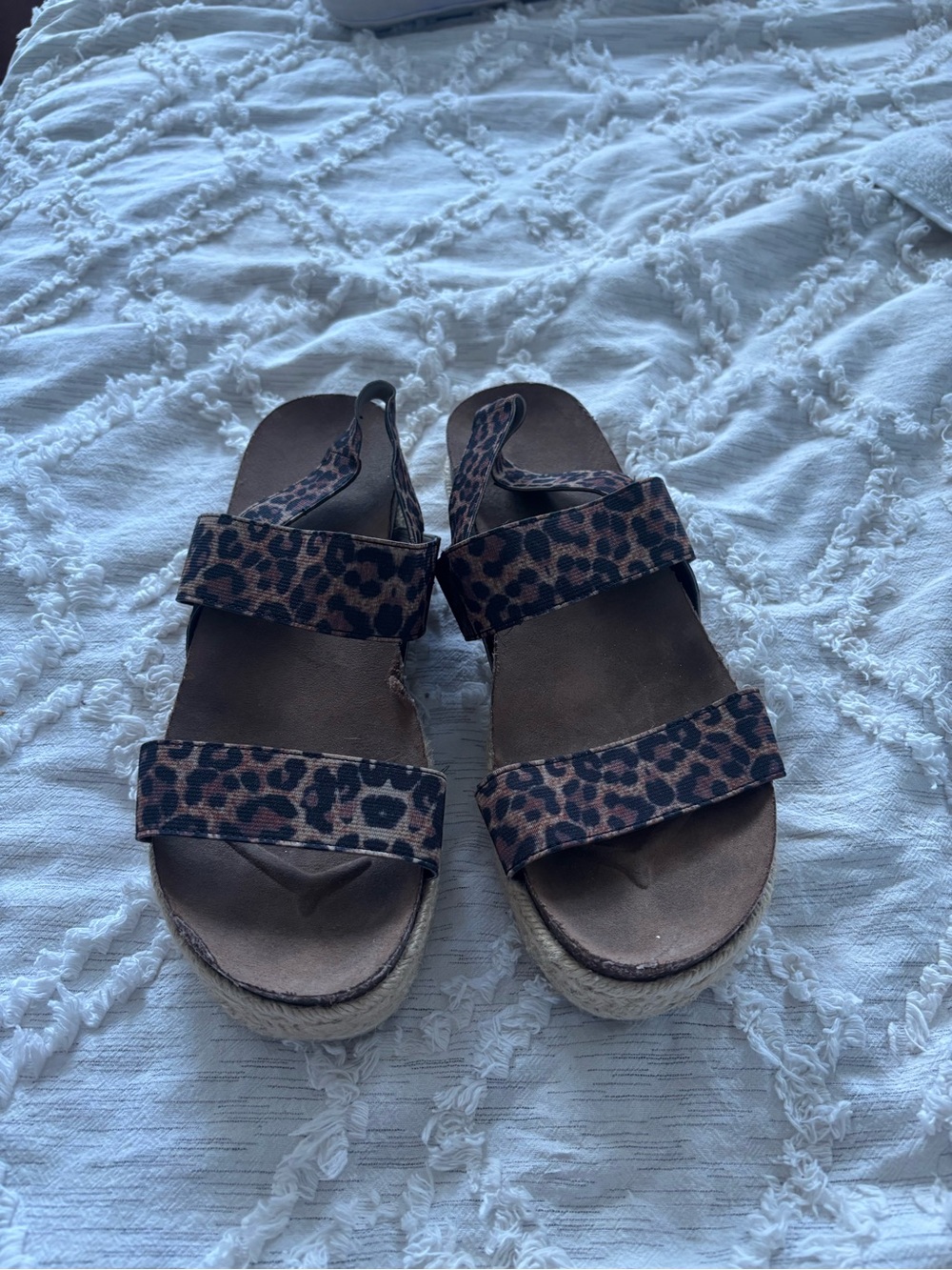 Leopard Print Platform Sandals - Women's Brown Espadrille Wedge